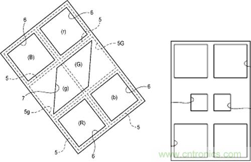 左：新型傳感器的相位差檢測單元結構，右：富士現有混合式傳感器的相位差檢測單元結構