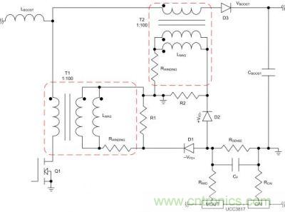功率因數控製轉換器功率級的原理圖