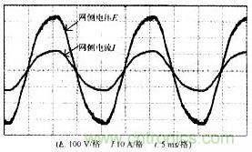 引入APFC校正後的電網電壓與電流波形
