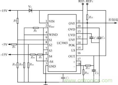 三路輸出模塊電源過、欠壓保護電路圖
