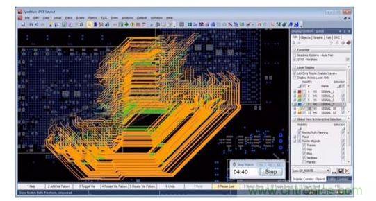 秒表顯示從繪製草圖到完成此複雜布局花費了不到五分鍾。
