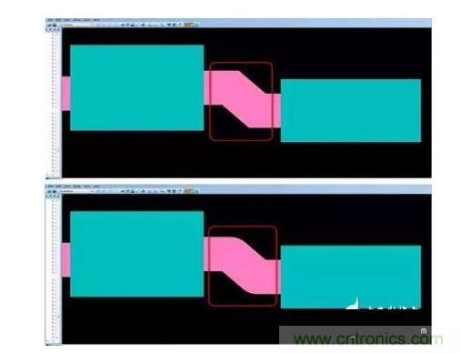 有效的PCB 設計工具會自動考慮用於繪製形狀的線型，以計算準確的線條寬度，幫助您輕鬆創建尖拐角。