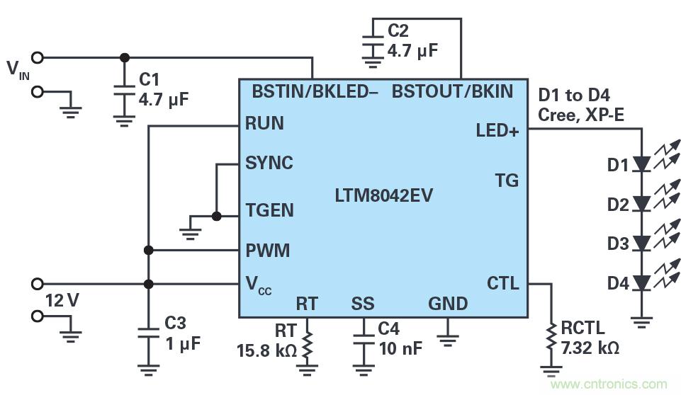 多功能LED驅動器可使用高於或低於LED燈串電平的輸入電壓