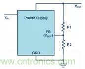 如何使用電源設計中的分壓器調節輸出電壓？