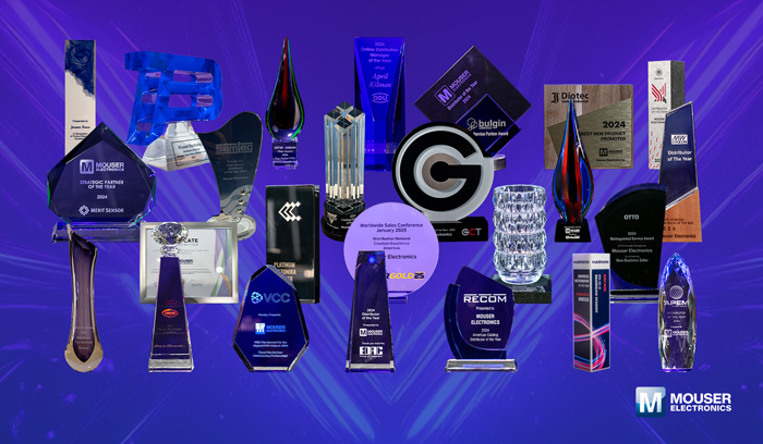 再創佳績!貿澤電子2024年狂攬全球製造商25+項頂尖代理大獎 再創佳績!貿澤電子2024年狂攬全球製造商25+項頂尖代理大獎